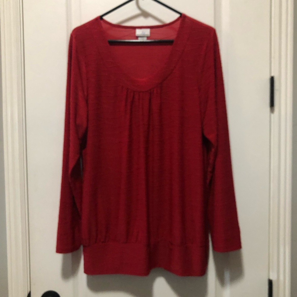 Jacqueline smith woman’s size 1X Red long sleeve blouse